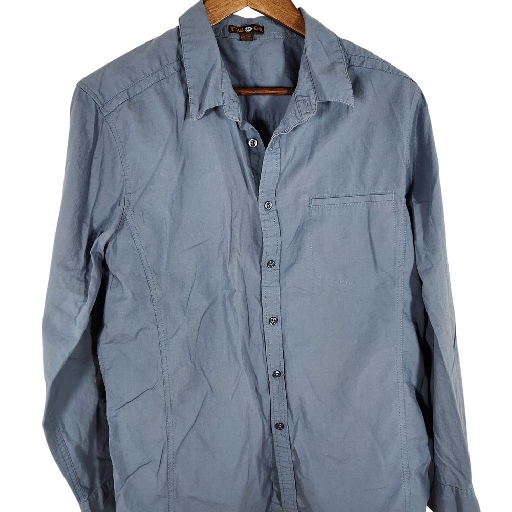 Twice Mens 100% Cotton Cerulean Blue Long Sleeve Button Up Shirt Size Large